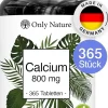 Calcium Tabletten (365 Stück) mit 800 mg pro Tagesdosis - 100% Vegan & ohne Zusätze - Kalzium> Hot