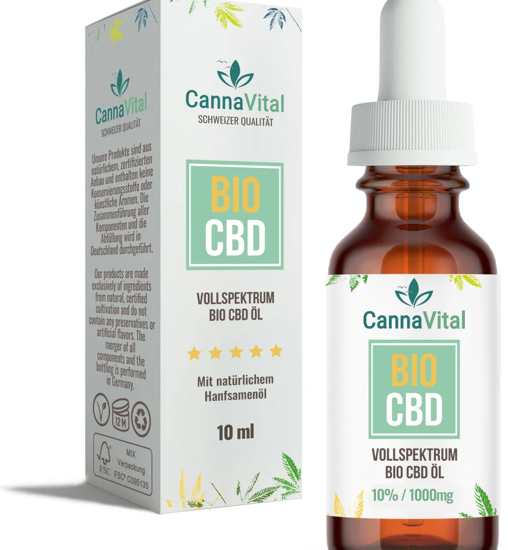 CannaVital® Bio CBD Öl Tropfen 10% - 10 ml Cannabidiol Vollspektrum Laborqualität> Online