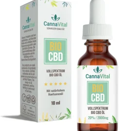 CannaVital® Hanf Bio CBD Öl Tropfen 20% - 10 ml mit Cannabidiol Laborqualität mit Entourage-Effekt> Clearance