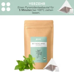 Bio Grüne Minze Tee Pyramidenteebeutel|CARI NUTRITION