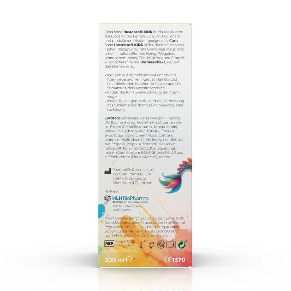 HUSTENSAFT KIDS - Mit Grindelia, isländisch Moos, Propolis, Wegerich, Wildblumenhonig und ätherischem Öl aus Kiefernblättern>Casa Sana New