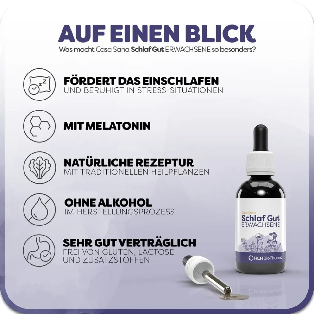 Schlaf Gut ERWACHSENE - Pflanzenxtrakte und Melatonin für einen erholsamen Schlaf|Casa Sana Discount