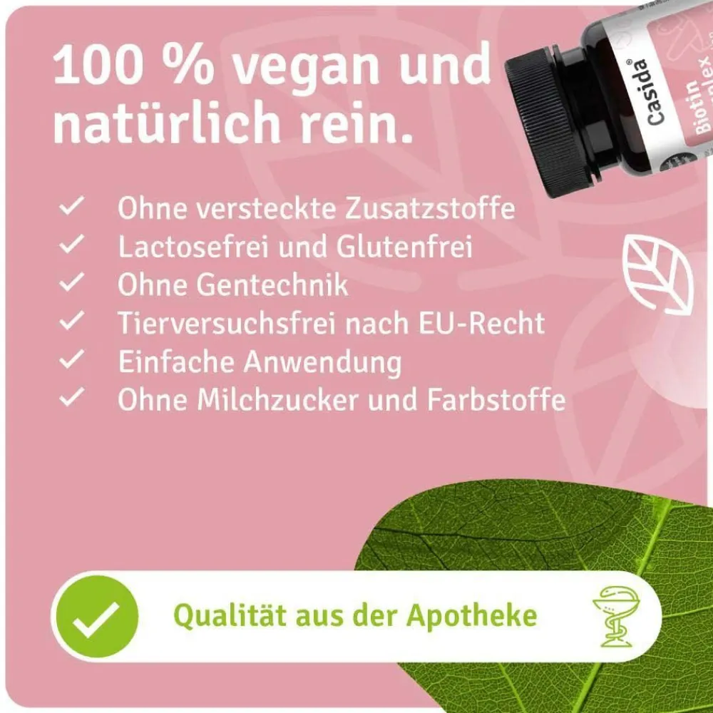 Biotin + Selen + Zink für Haut, Haare & Nägel – hochdosiert - vegan|Casida