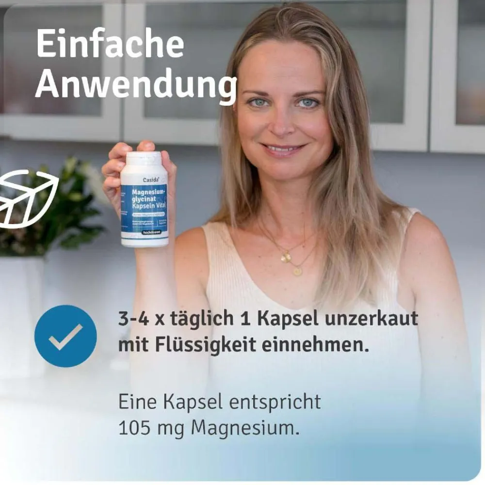 Magnesiumglycinat - Premium Chelatiertes Magnesiumbisglycinat - vegan, hochdosiert>Casida Online