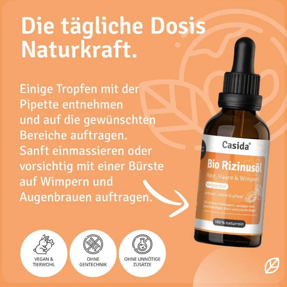 ® Rizinusöl kaltgepresst Bio - Haute, Haare & Wimpern|Casida