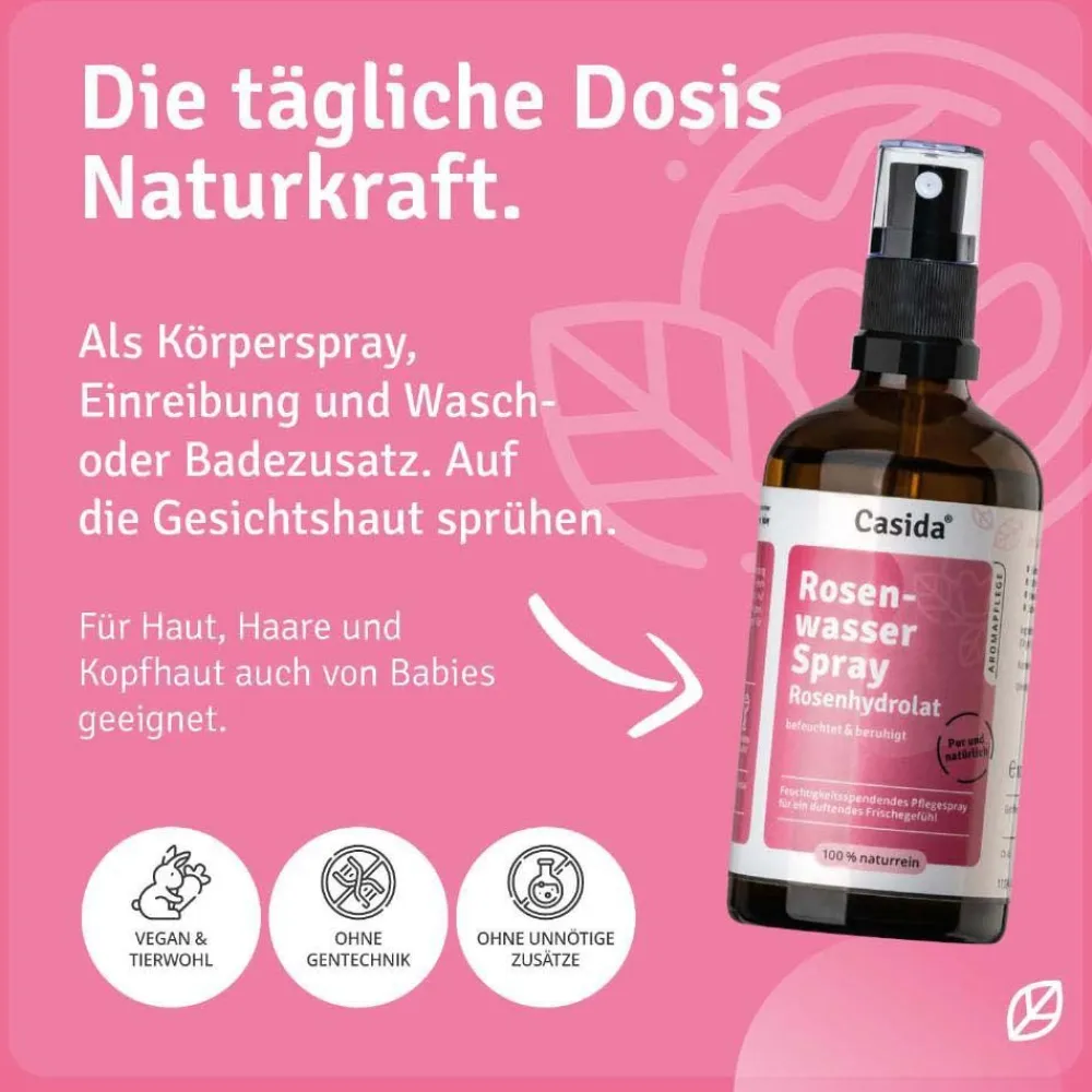 ® Rosenwasser Spray Rosenhydrolat bio|Casida