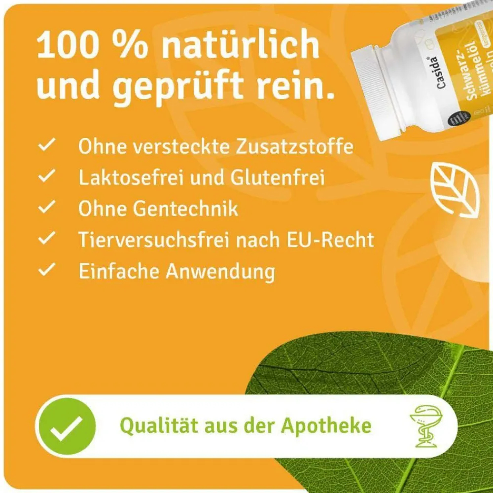 ® Schwarzkümmelöl Kapseln 3000 mg – Hochdosiert, kaltgepresst, naturbelassen|Casida New