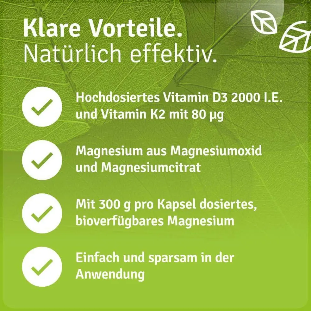 Vitamin D3 K2 Magnesium Kapseln 2000 I.E. – hochdosiertes D3, K2 & Magnesium>Casida Best