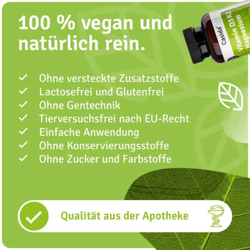 Vitamin D3 K2 Magnesium Kapseln 2000 I.E. – hochdosiertes D3, K2 & Magnesium>Casida Best