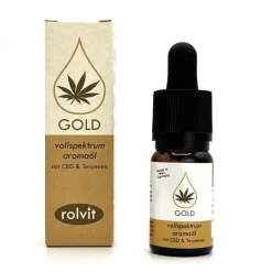 CBD Hanf Aromaöl GOLD, Vollspektrum mit 10% CBD & Terpene, Laborgeprüft - SALE MHD 03/26>rolvit Hot