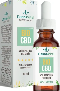 CBD Öl Bio Vollspektrum Tropfen 30% - 10 ml mit Cannabidiol | Laborqualität CannaVital®| New