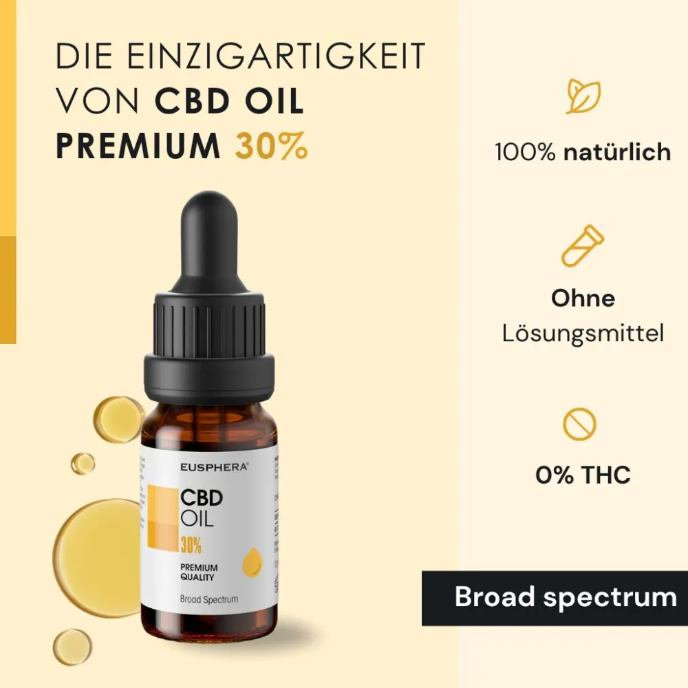 CBD-Öl 30% – THC-freies Vollspektrumöl für Ruhe & Schlaf | Hemp Extract - Eusphera| New