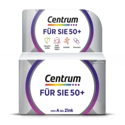 Für Sie 50+, Multivitamin – Hochwertiges Nahrungsergänzungsmittel mit Mikronährstoffen – Speziell für Frauen ab 50 – Vitamine, Mineralstoffe, Spurenelemente>Centrum Discount