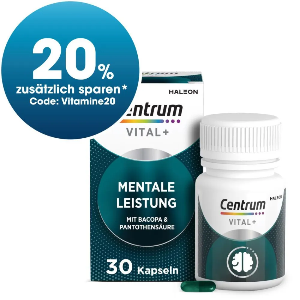 Vital+ Mentale Leistung - Jetzt 20% mit dem Code Vitamine20 sparen*>Centrum Best