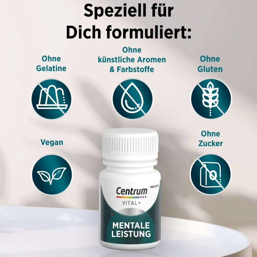 Vital+ Mentale Leistung - Jetzt 20% mit dem Code Vitamine20 sparen*>Centrum Best