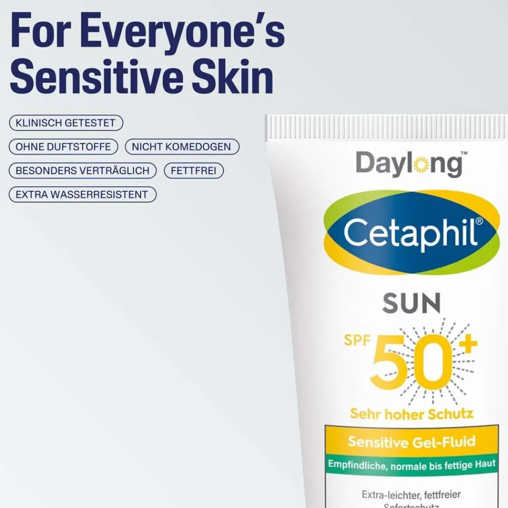 SUN Sensitive Gel-Fluid SPF 50+ Extra-leichter Sonnenschutz Gesicht|Cetaphil Clearance