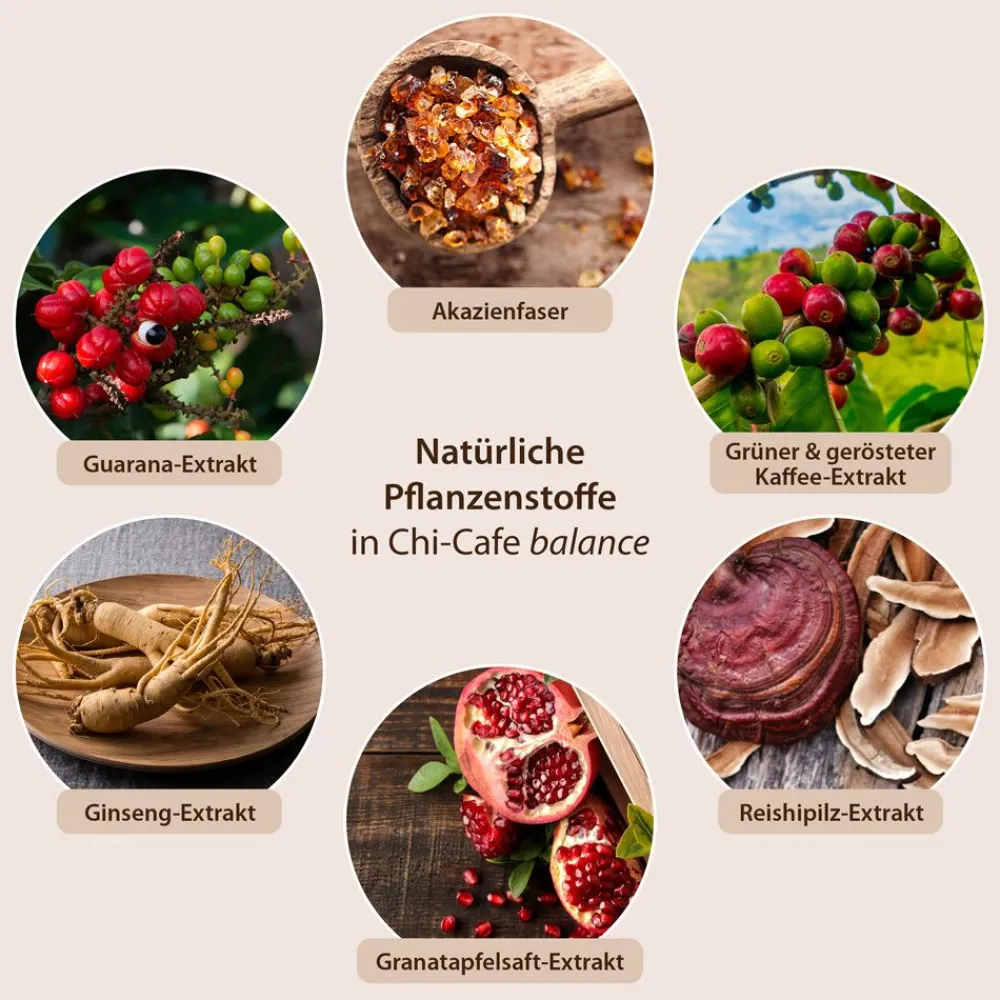 balance Wellness Kaffee mit Akazienfaser Guarana Reishi-Pilz Ginseng>Chi-Cafe Best