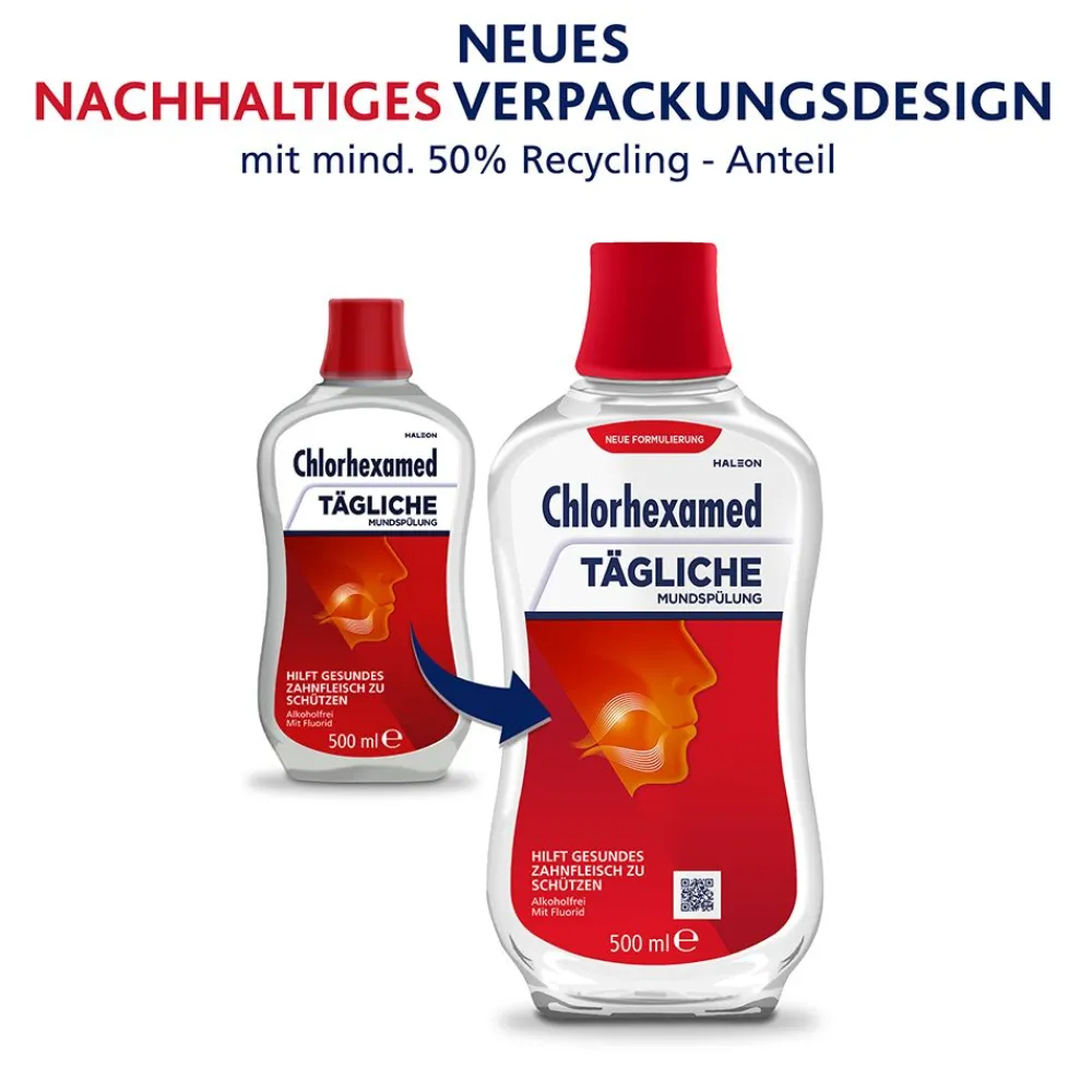 Tägliche Mundspülung mit Chlorhexidin (0,06 %)|Chlorhexamed