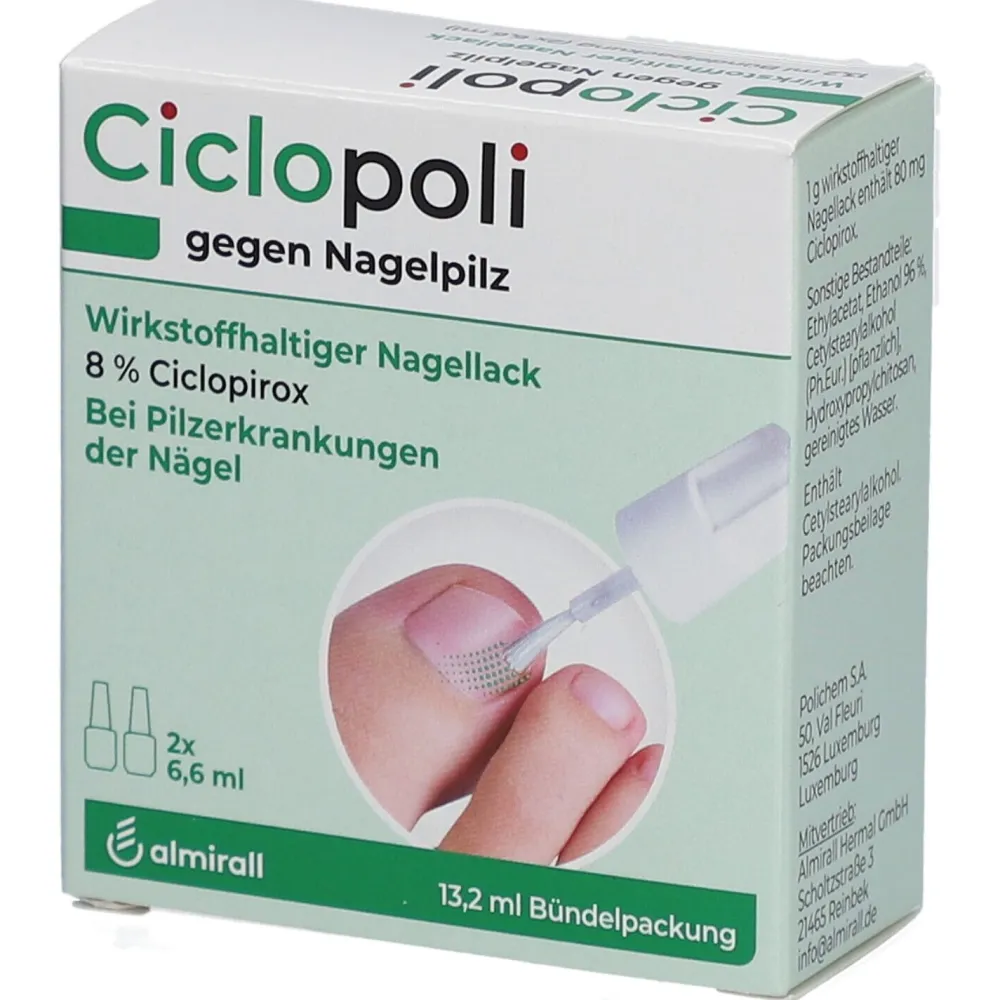 gegen Nagelpilz Nagellack Doppelpack 2x 6,6 ml|Ciclopoli Discount
