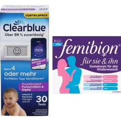 fortschrittlich & digital + Femibion für Sie & Ihn – Tabletten zur Unterstützung bei Kinderwunsch|Clearblue Ovulationstest Hot