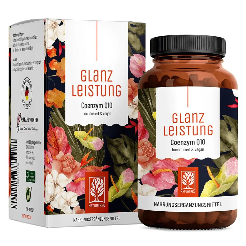 Coenzym 200mg Q10 90 vegane Kapseln hochdosiert Haut Haare Gelenke Glanzleistung ®|NATURTREU Clearance