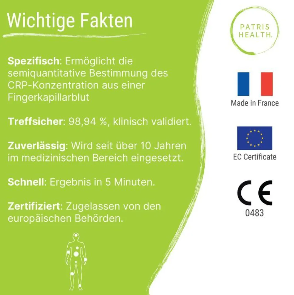 CRP Selbsttest – C-reaktives Protein Schnelltest für Zuhause, Entzündungsprüfung – Patris Health®| Online