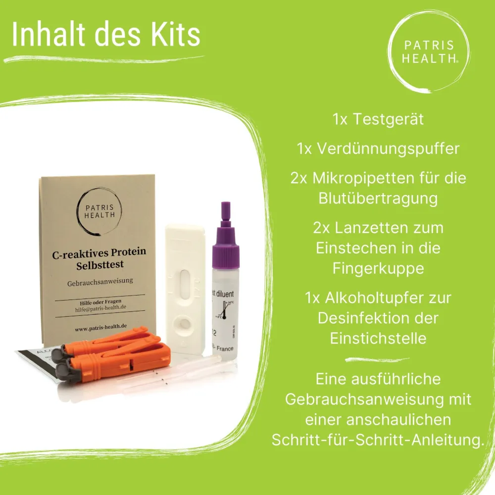 CRP Selbsttest – C-reaktives Protein Schnelltest für Zuhause, Entzündungsprüfung – Patris Health®| Online