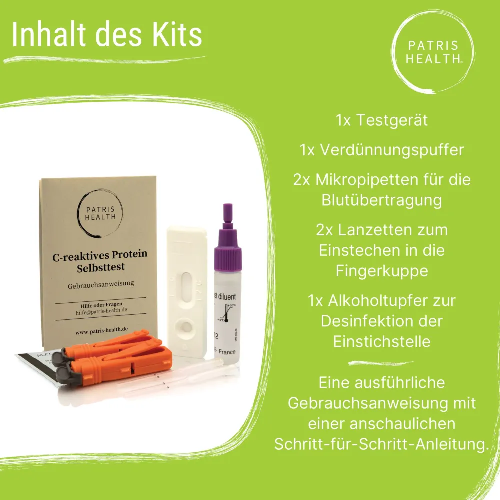 CRP Selbsttest – C-reaktives Protein Schnelltest für Zuhause, Entzündungsprüfung – Patris Health®| Online