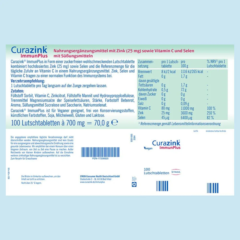 ® ImmunPlus – Veganes Nahrungsergänzungsmittel zur Unterstützung des Immunsystems, Zinkcitrat|Curazink Clearance