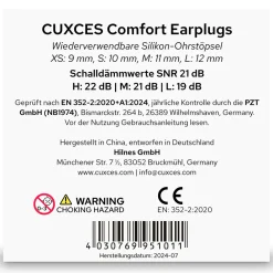 CUXCES Ohrstöpsel – 21 dB Gehörschutz für Schlaf, Reisen & Konzerte – wiederverwendbar, 4 Größen><noscript><img width=