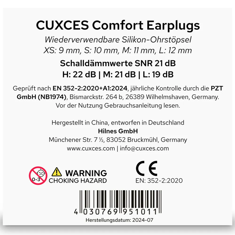 CUXCES Ohrstöpsel – 21 dB Gehörschutz für Schlaf, Reisen & Konzerte – wiederverwendbar, 4 Größen> Best