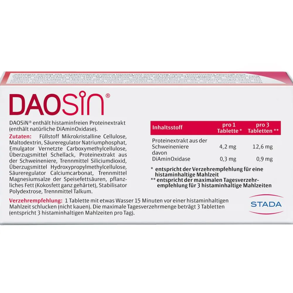 ® Tabletten zur Ergänzung des körpereigenen DAO-Enzyms zum Histaminabbau aus der Nahrung>Daosin