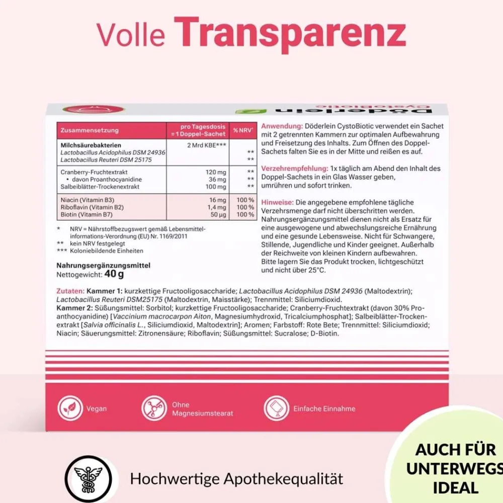 DÖDERLEIN® CystoBiotic Milchsäurebakterien + Cranberry Biotin> Sale