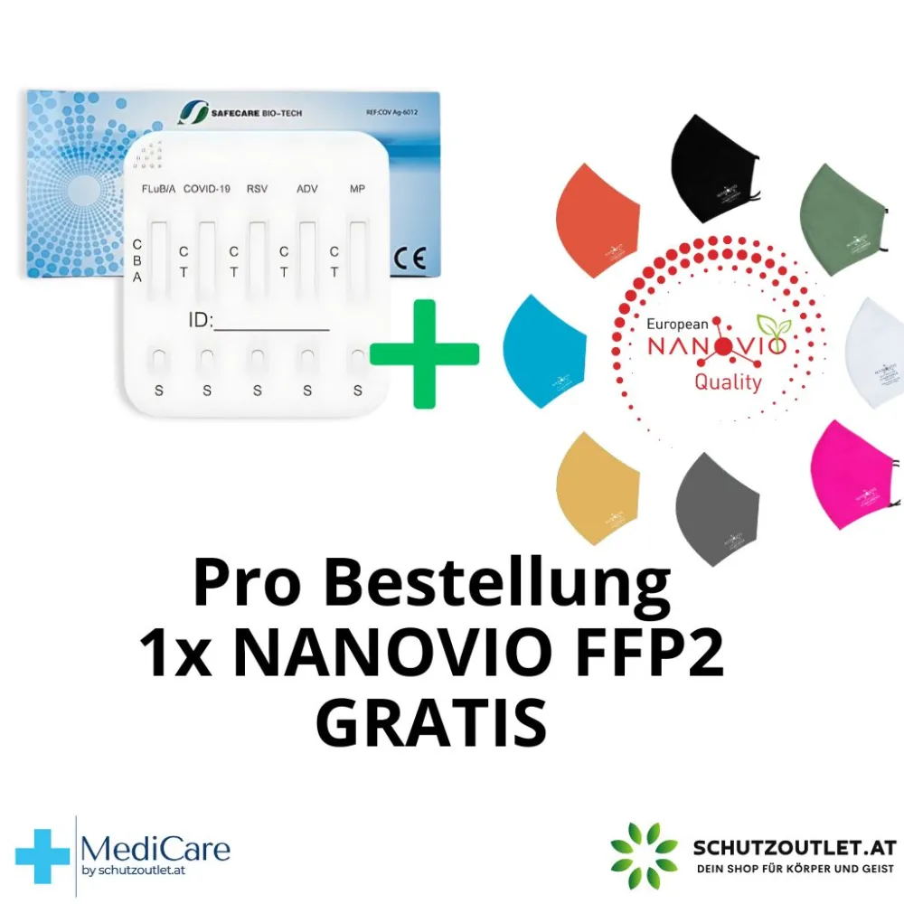 Deepblue 6in1 Profitest Corona COVID-19, Grippe A/B, RSV, Adenovirus, Mycoplasma+Gratis Nanovio FFP2| Sale