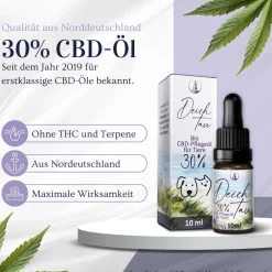 Deichtau Bio CBD Öl 30% für Hund & Katze - CBD-Hanföl-Tropfen – Echtes Cannabisöl - Deutsche Marke><noscript><img width=