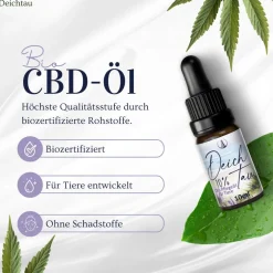 Deichtau Bio CBD Öl 10% für Hund & Katze - CBD-Hanföl-Tropfen – Echtes Cannabisöl - Deutsche Marke| Hot