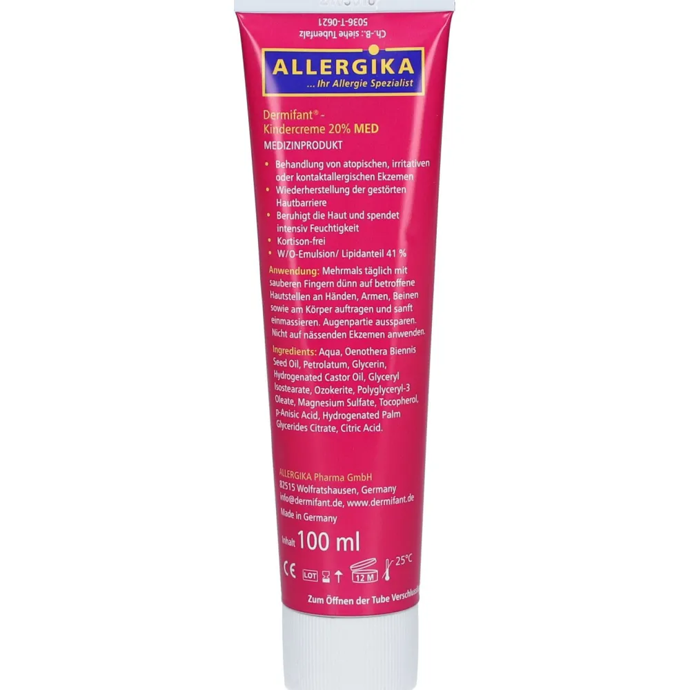 Dermifant® Kindercreme 20% MED - Kortisonfreie Behandlung trockener Ekzeme bei Babys und Kindern| New