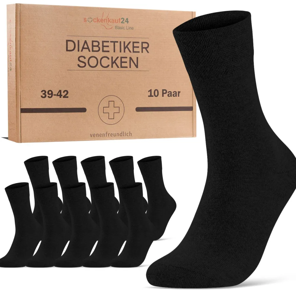 Diabetiker Socken mit Komfortbund ohne Gummi & ohne Naht für Damen und Herren 10 Paar|sockenkauf24 Best