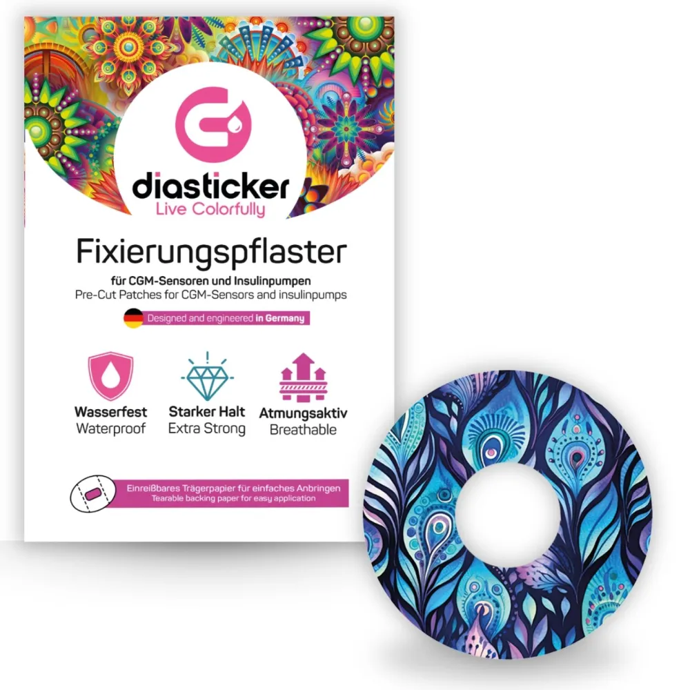 Diasticker® Freestyle Libre 3 / 3 Plus Fixiertapes "Batik Peacock"> New