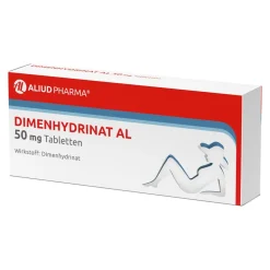 Dimenhydrinat AL 50 mg Tabletten bei Übelkeit und Erbrechen und Schwindel|Aliud Hot