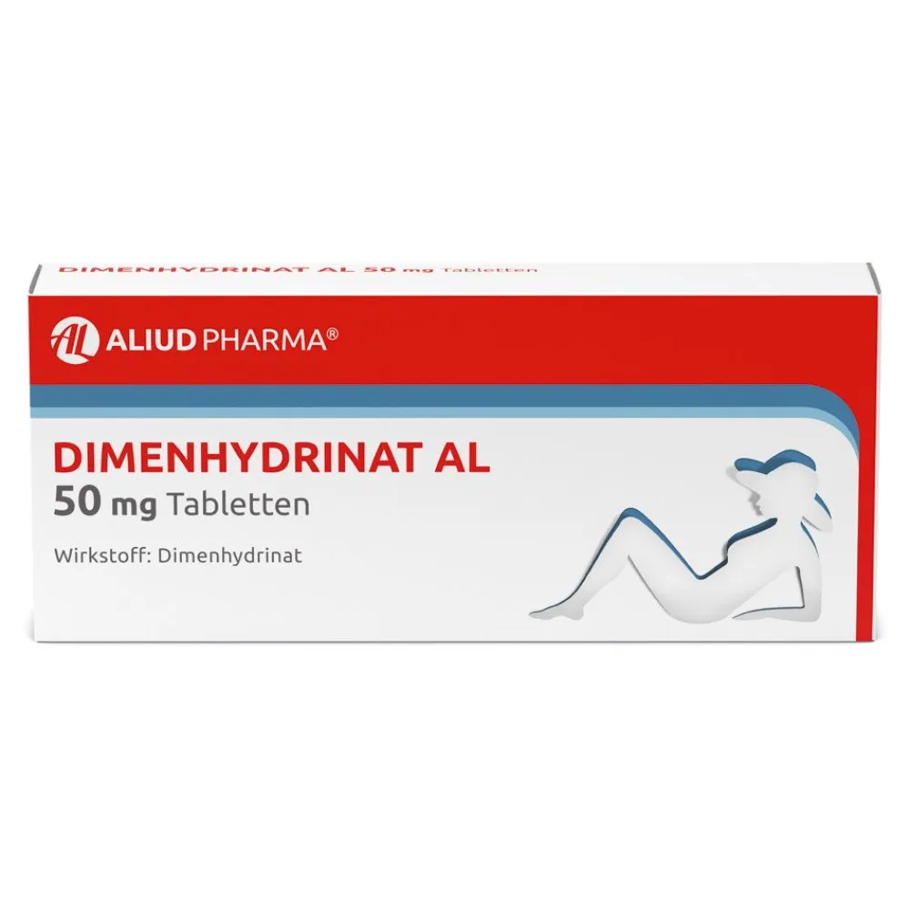 Dimenhydrinat AL 50 mg Tabletten bei Übelkeit und Erbrechen und Schwindel|Aliud Hot