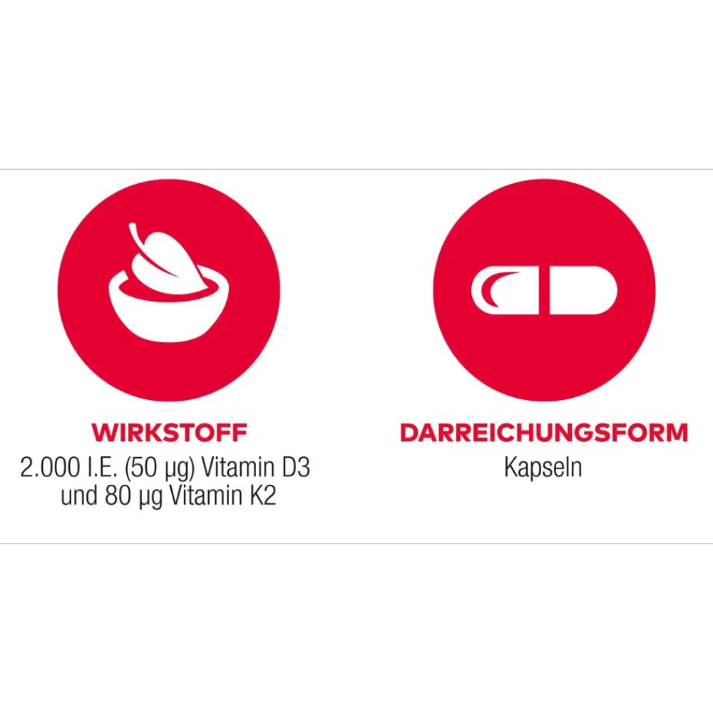 D3 + K2 Vit AL 1000 I.E. / 80 µg Kapseln: ein starkes Duo für die Knochen> Sale