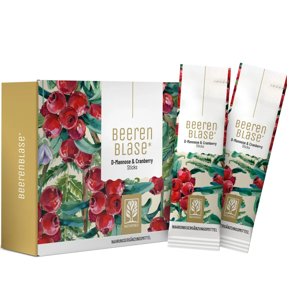 D-Mannose Cranberry Vitamin C Pulver Harnwege Beerenblase 14 vegane Sticks ®|NATURTREU Best