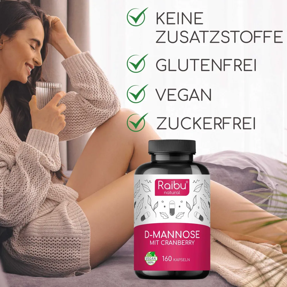 D-Mannose mit Cranberry Kapseln, Hergestellt in Deutschland, 160 St->Raibu New