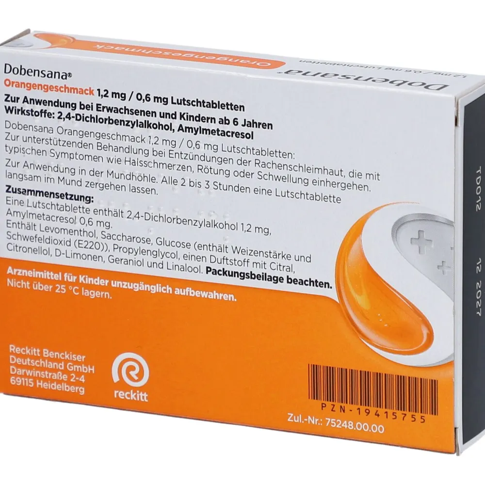 Dobensana® Orangengeschmack 1,2 mg/0,6 mg Lutschtabletten| Online
