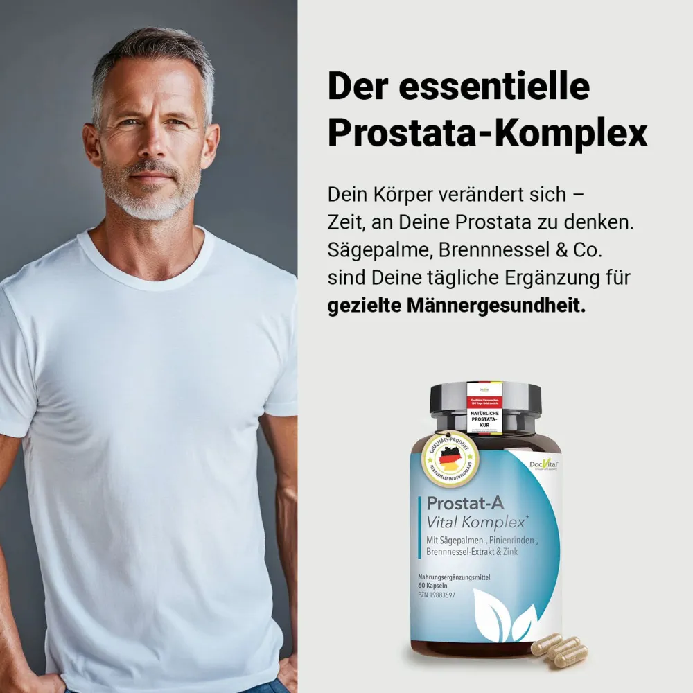 DocVital® Prostata Komplex Kapseln - Sägepalmenextrakt, Kürbiskernextrakt, Zink, Vitamin D3 & mehr>