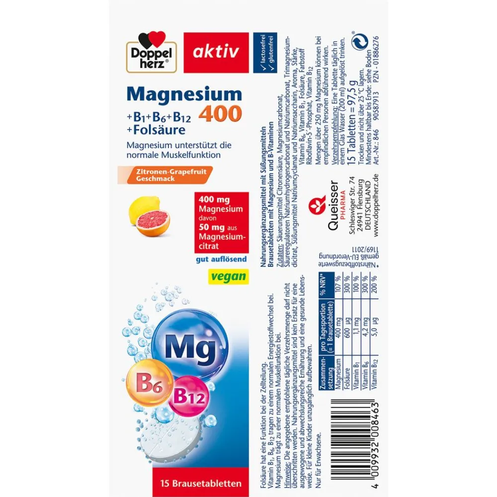 ® aktiv Magnesium 400 + B1 + B6 + B12 + Folsäure Brausetabletten>Doppelherz Sale