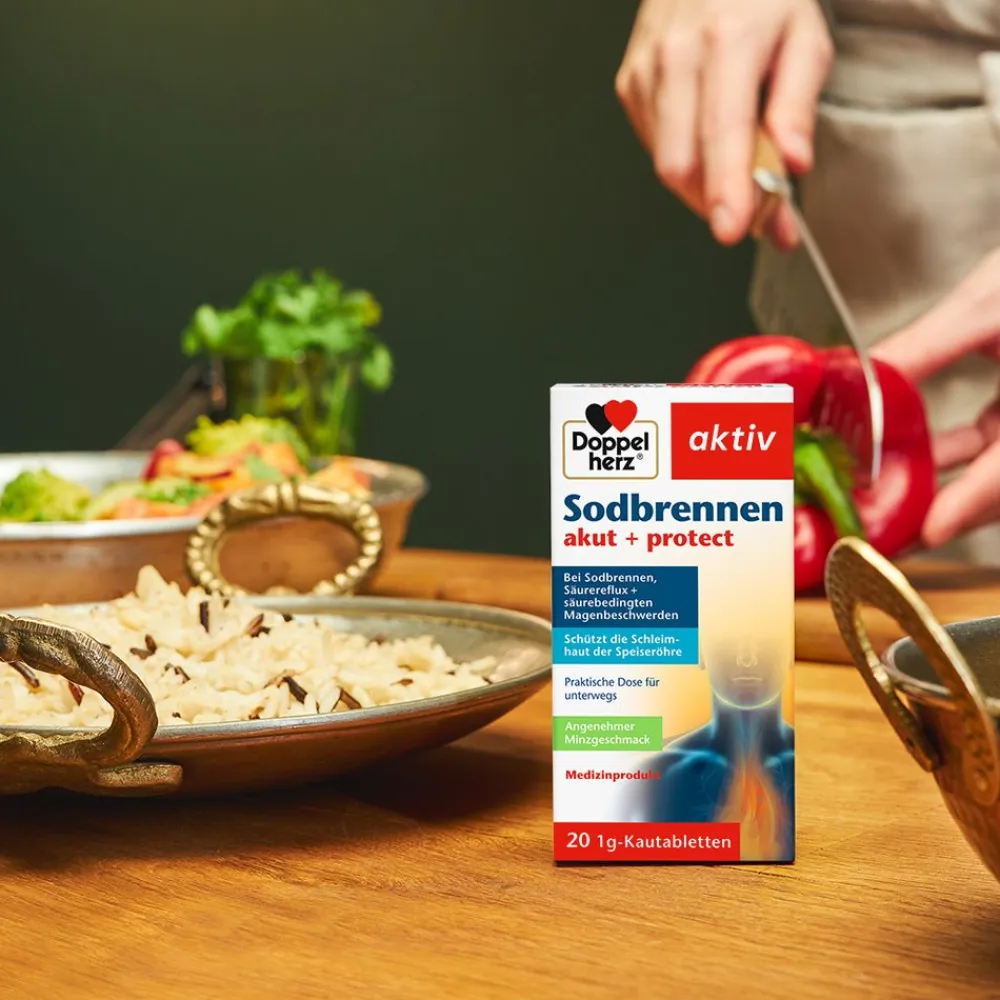 ® aktiv Sodbrennen akut + protect>Doppelherz Hot