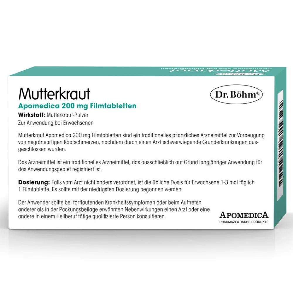 Dr.Böhm® Mutterkraut Apomedica 200 mg Filmtabletten| Discount