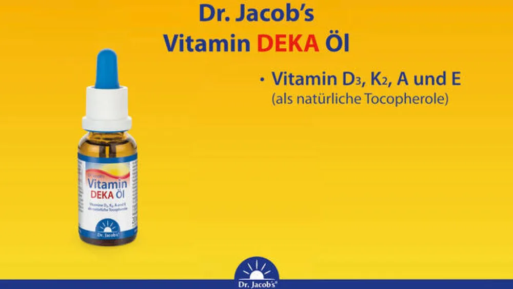 Dr. Jacob's DEKA Öl 800 IE Vitamin D3+K2+A+E 640 Tropfen vegetarisch|Dr. Jacob's